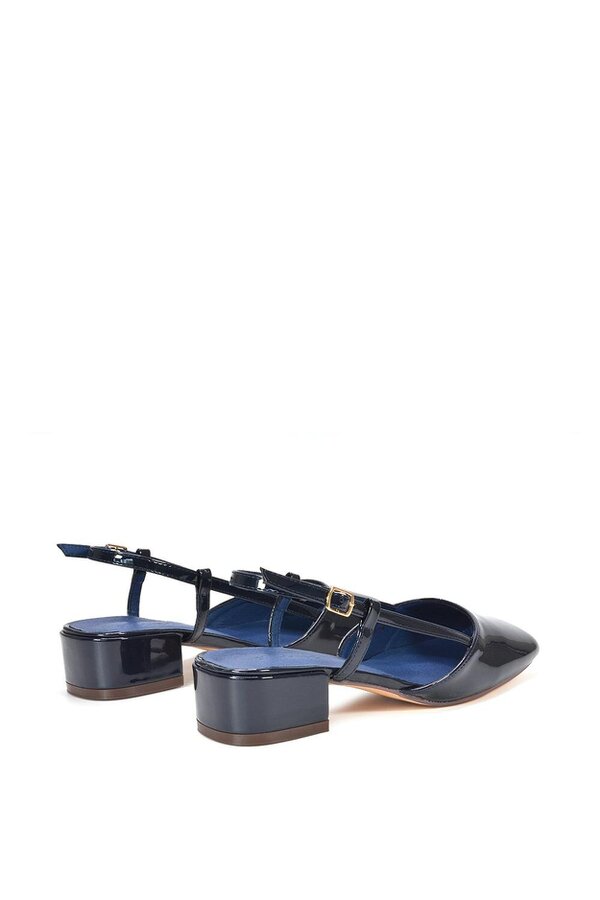 XY LONDON Slingback Court Shoes With Low Block Heel