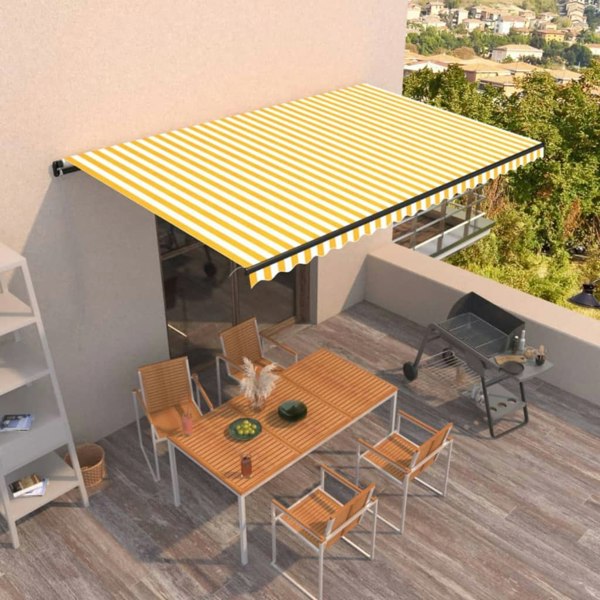 Berkfield Manual Retractable Awning 500x300 cm Yellow and White