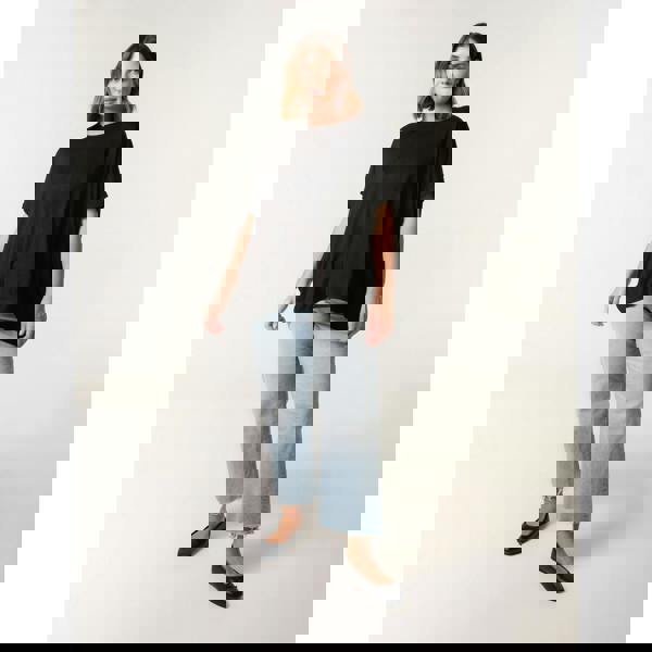 Blue Vanilla Curve Floral Crochet Back Top