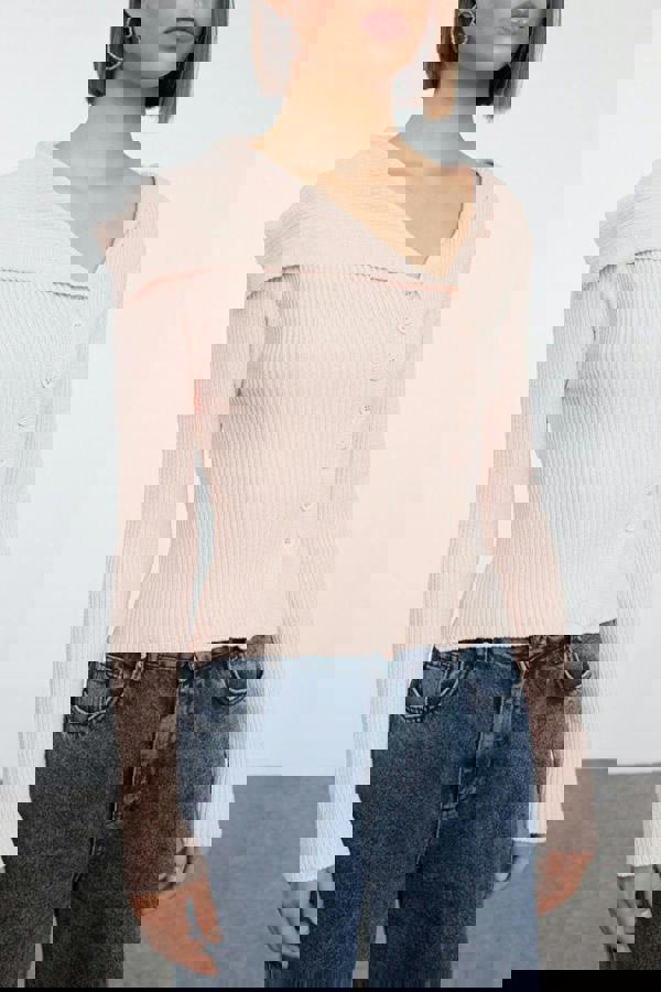 WOVCOR Mercerized Look Premium Yarn Fitted Knit Cardigan