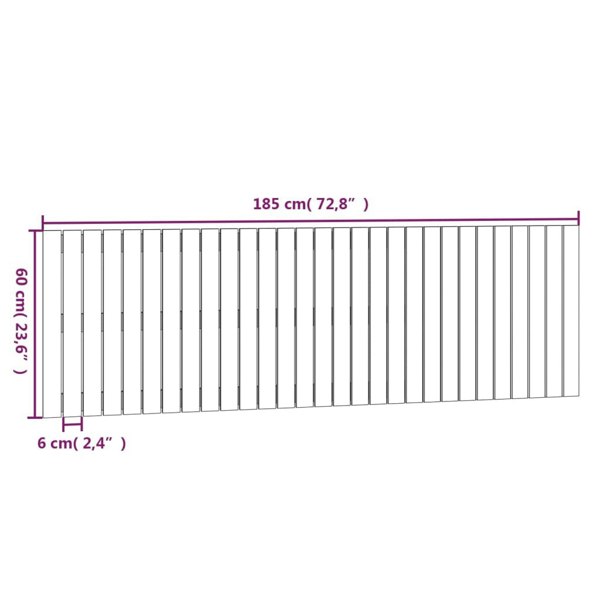 Berkfield Wall Headboard 185x3x60 cm Solid Wood Pine