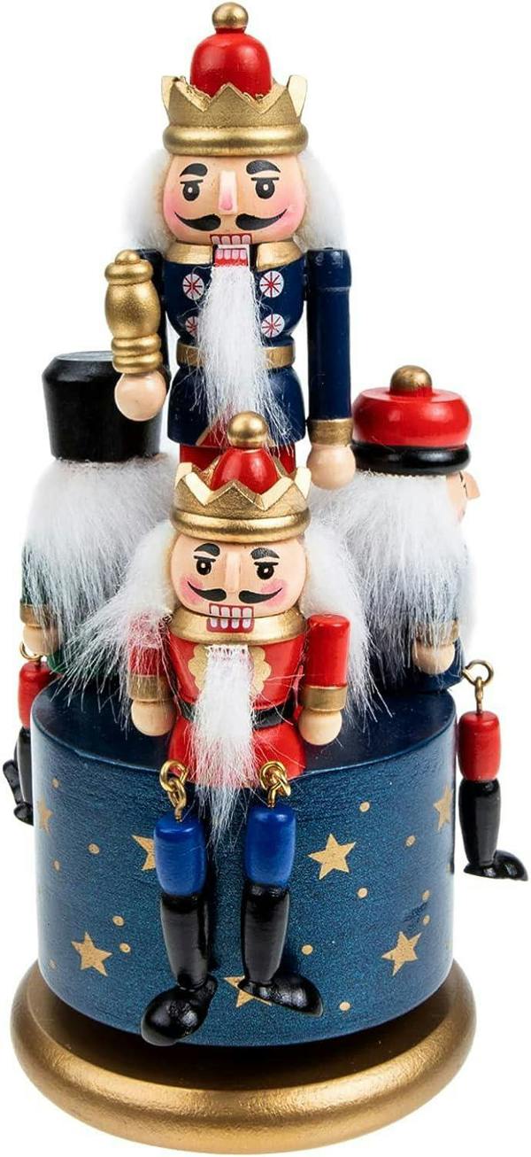 20cm Wooden Musical Nutcracker Soldier Christmas Ornament with Clockwork Movement image 5