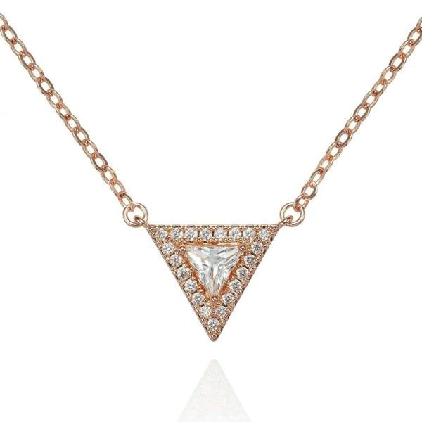 Rose Gold Trillion Pendant Necklace with Cubic Zirconia - namana.london