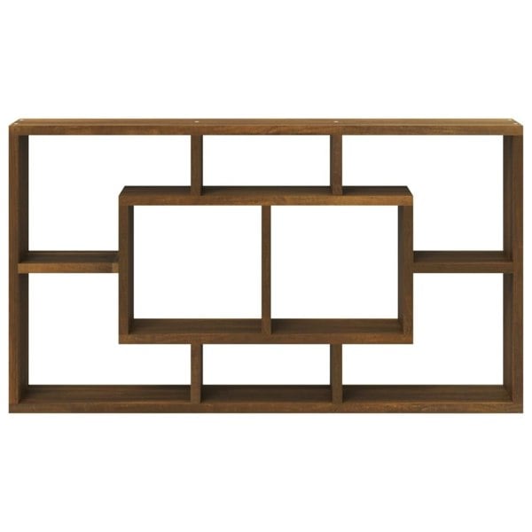 Berkfield Wall Display Shelf 8 Compartments Brown Oak