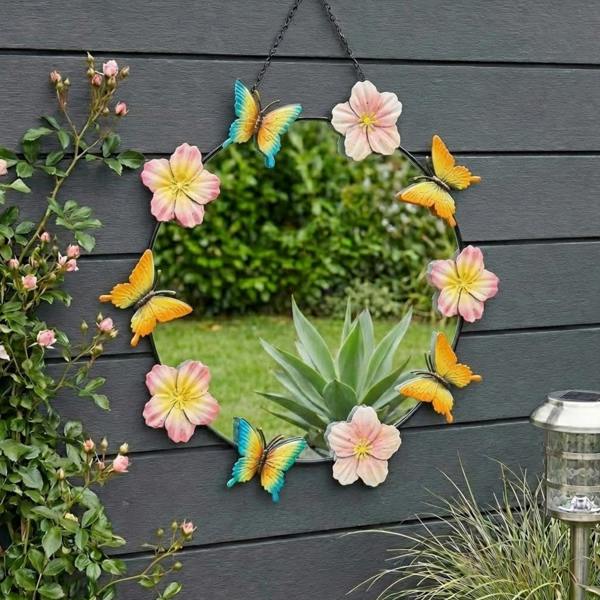 Garden Greatness Hanging Floral Butterfly Garden Mirror