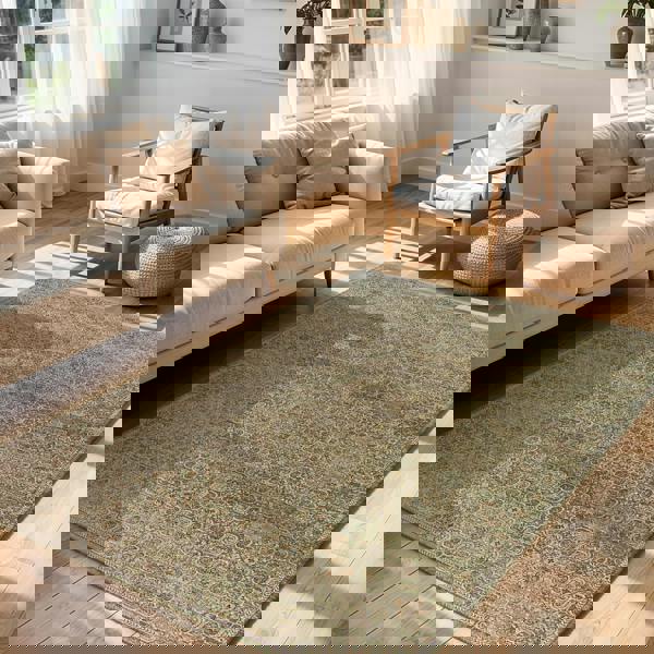 Livabliss Galey Alix Myrtle Avenue-Vintage Brown Green Grey Traditional Boho Fringe Rug