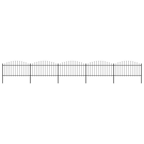 Berkfield Garden Fence with Spear Top Steel (1.25-1.5)x8.5 m Black
