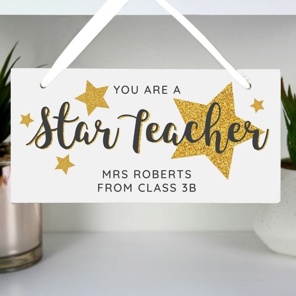Personalised Memento Company Personalised You Are A Star Teacher Wooden Sign