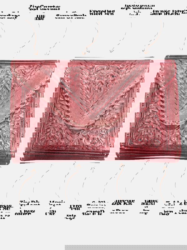 Berber Leather Small Leather Tri-Fold Purse Dark Red