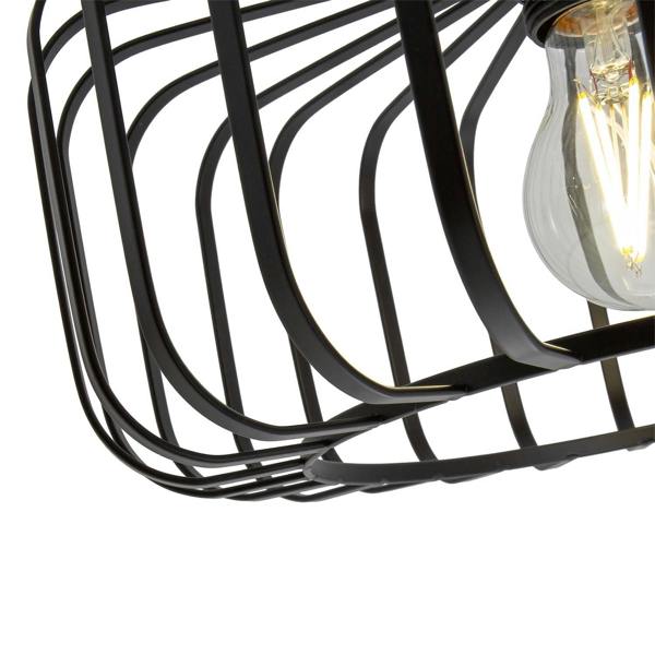 Industrial Cage Designed Matte Black Metal Semi Flush Ceiling Light Image 5