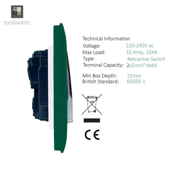 Trendi Switch 1 Gang Retractive Doorbell Switch in Dark Forest Green