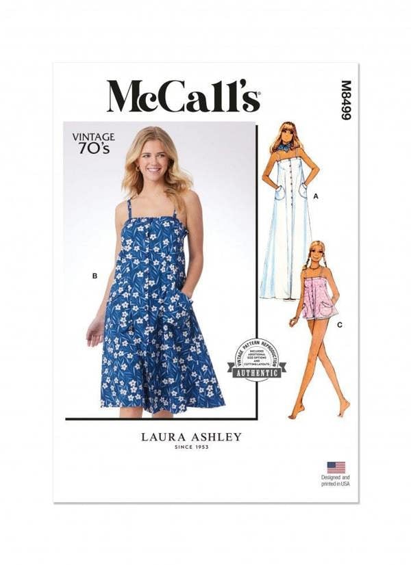 McCalls 8499 Paper Sewing Pattern – Women's Vintage Top & Dress, Easy