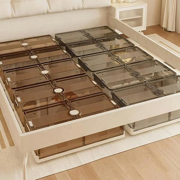 HYGRAD BUILT TO SURVIVE Large Under Bed Storage Boxes Slim Organiser Box With Lids Wheels Slide Out Smart Stackable Storage Boxes 82cm x 40cm x 20cm