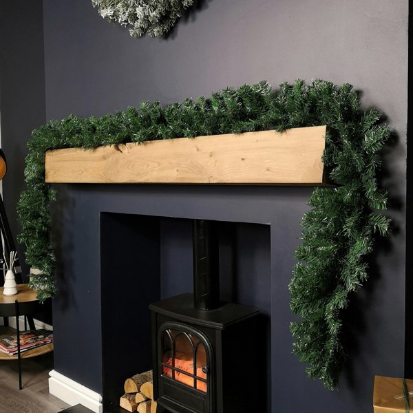 Samuel Alexander Premier 270cm (9ft) x 25cm Plain Green Christmas Garland Decoration