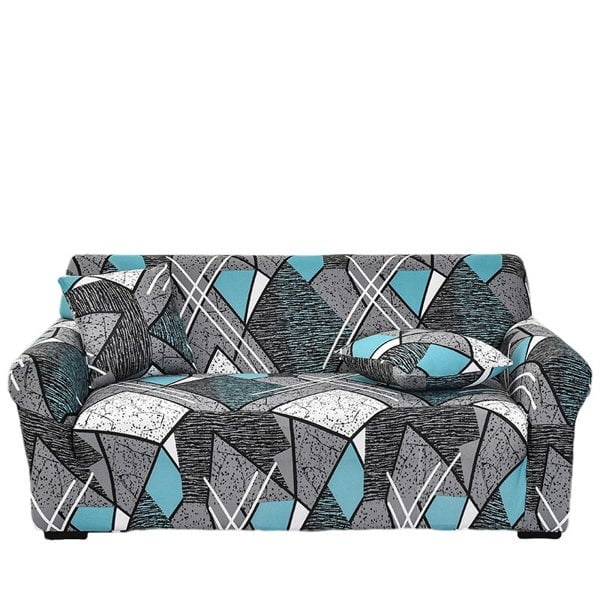 Anyhouz Anyseat Sofa Cover Dark Grey Geometric Style 4 Seater