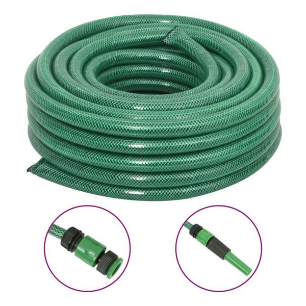 Berkfield Garden Hose with Fitting Set Green 0.9" 20 m PVC