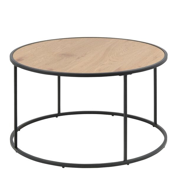Wyld Haus El Paso Black Metal and Wild Oak Veneer Round Coffee Table