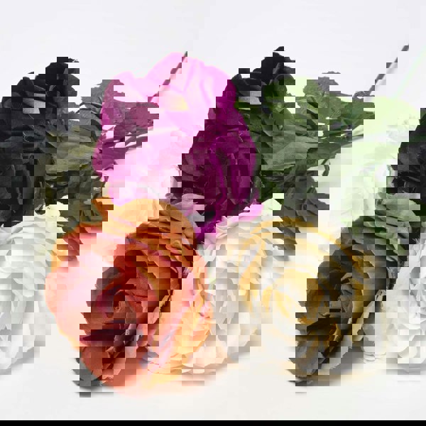 HOMESCAPES Set of 4 Artificial Autumn Rose Stems