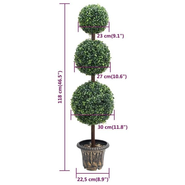 Berkfield Artificial Boxwood Plant with Pot Ball Shaped Green 118 cm