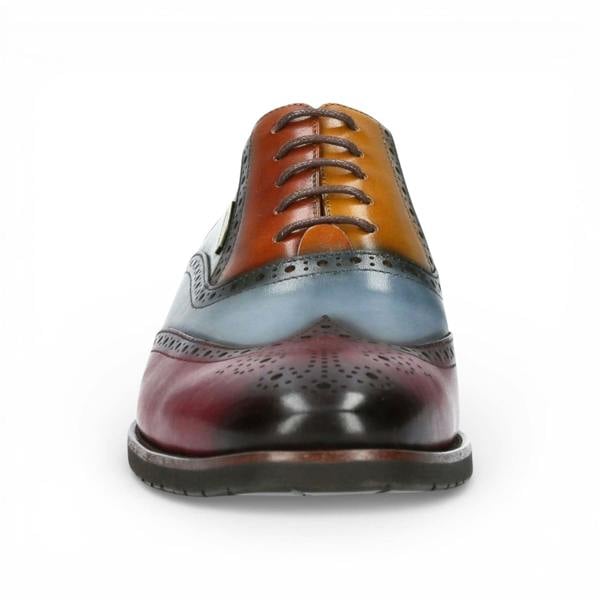 Laura Vita Lorenzo Conti Men's Black Burgundy Leather Brogue Oxford DressShoes - Antonin 01