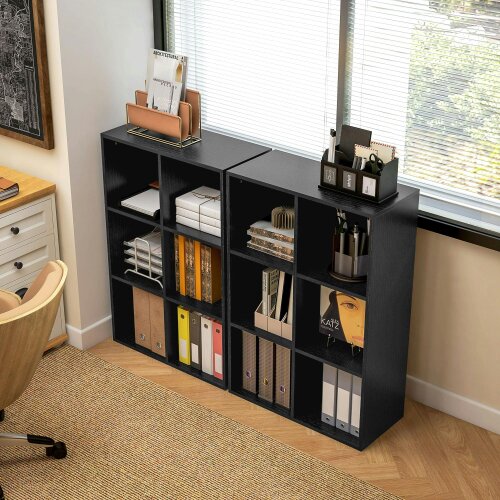 Wyld Haus Sasu Wood Black Effect 6 Cube Storage Bookcase