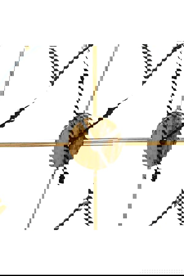 Living and Home 60cm Dia Retro Industrial Style Gold Roman Numerals Black Frame Hollow Metal Wall Clock