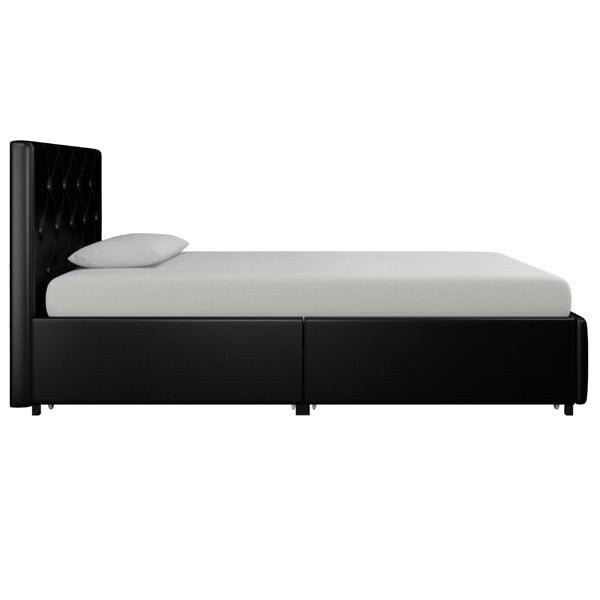 Dorel Home Dakota Bed with Storage Drawers PU Black - Single