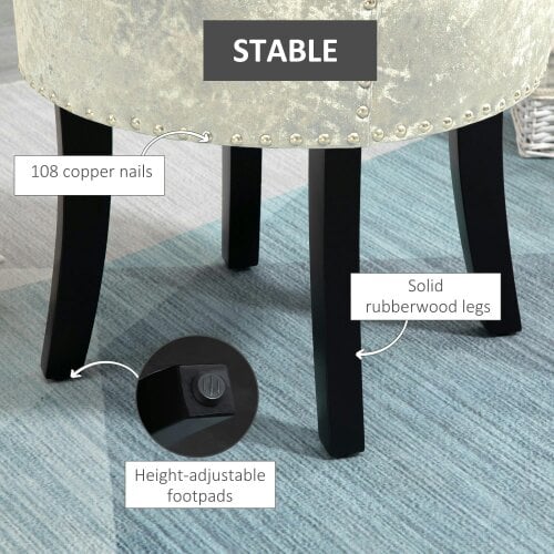 Wyld Haus Salami Beige Velvet Dressing Table Stool With Rubber Wood Legs