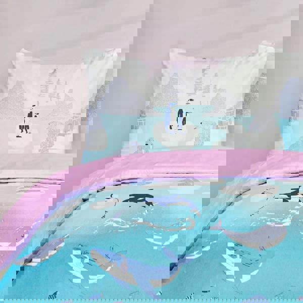 Smart Living Fun & Cosy Kids' Duvet Cover with Pillowcase & Fitted Sheet - Complete Set -Arctic Animals