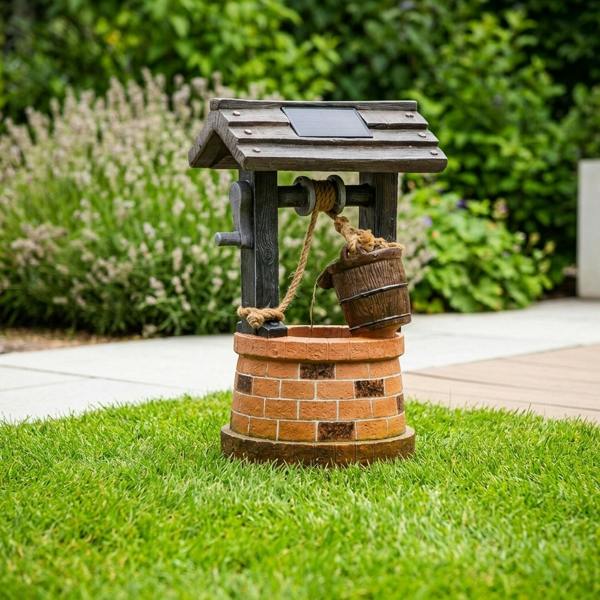 Garden Greatness Solar Wishing Well Garden Water Feature