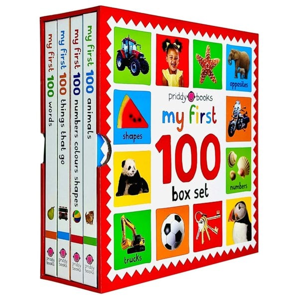 My First 100 Board Book Set: First 100 Words, Numbers Colors Shapes, Animals, things that Go