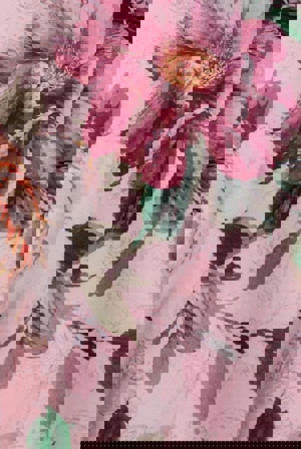 Off Shoulder Floral Bow Back A Line Midi Dress - Blush Pink DR5120