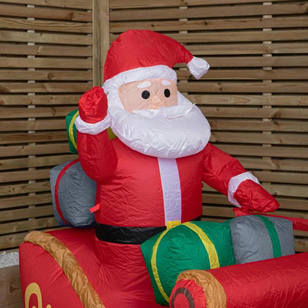 Samuel Alexander 2.4m (8ft) Light up Santa Sleigh with Reindeers Christmas Inflatable with LEDs