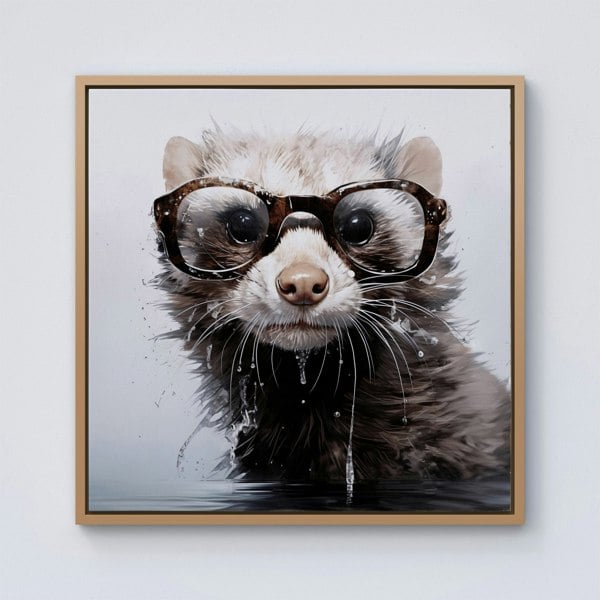 Warren Reed Splash Art Ferret Framed Canvas