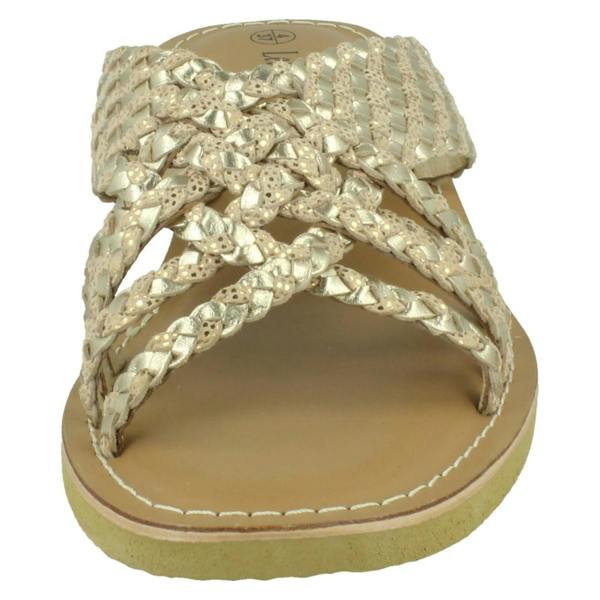 Leather Collection Ladies Leather Collection Low Wedge Platform Sandals F00424