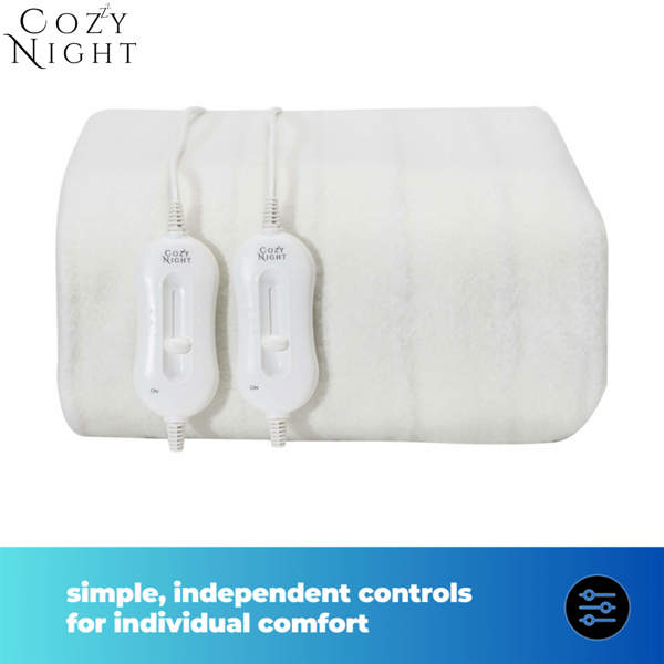 Cozy Night Electric Blanket Double Size Heated with 3 Heat Settings - Machine Washable with Overheat Protection