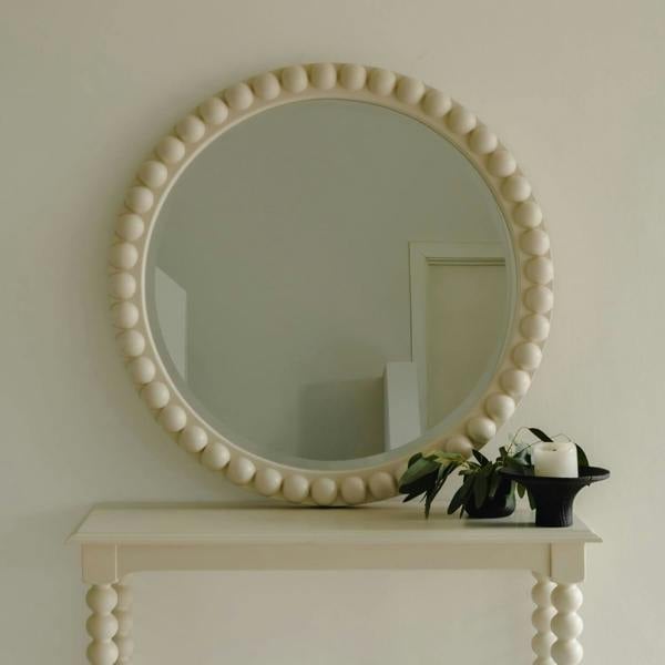 Statement Furniture Cromwell Round Wall Mirror with Bobbin Design Wooden Frame 77cm