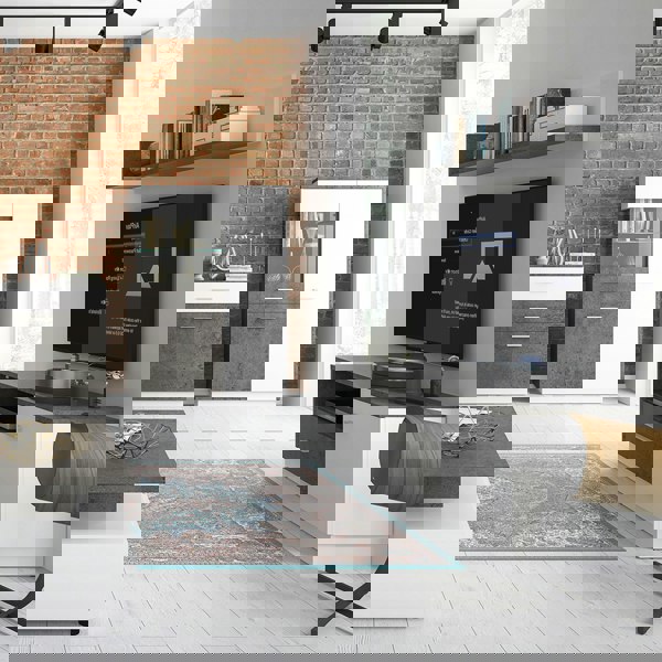 Furniture To Go Zingaro Low display cabinet (LH) in Grey and White