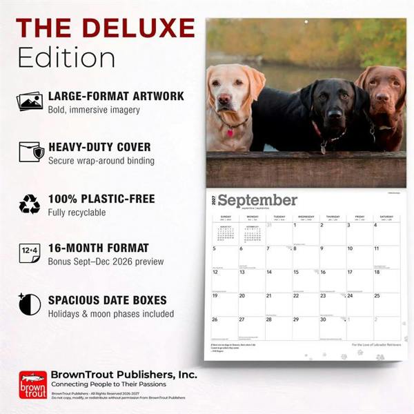 For The Love Of Labrador Retrievers Deluxe Calendar 2027, Deluxe Calendars, Month To View, Dogs, Gift