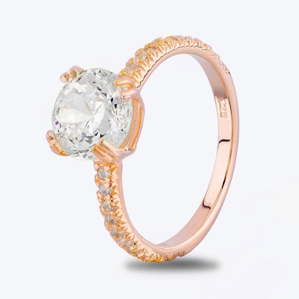 Starbright Rose Cushion-Cut Cubic Zirconia Shouldered Ring R6219 3A RGP