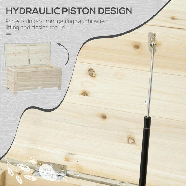 155L Outdoor Storage Box with Metal Top and Shutter Walls, Wooden Outside Tool organiser Container, for Garden, terrace