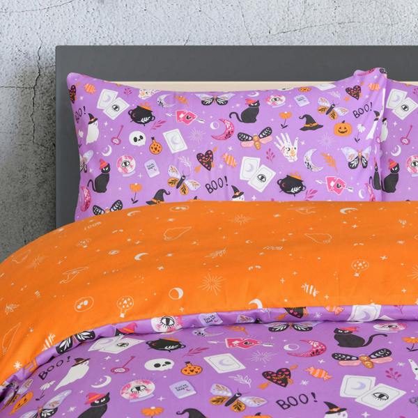 Smart Living Luxury Soft Reversible Celestial Halloween Duvet Cover with Pillowcases - Lilac