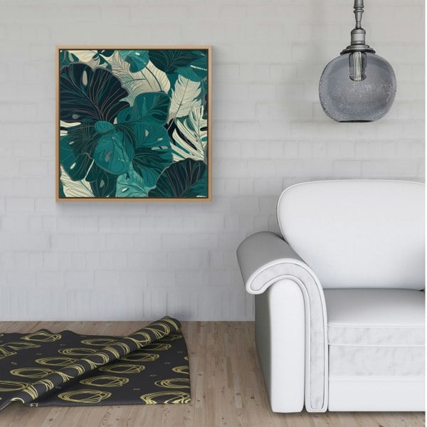 Warren Reed Tropical Green Leaves Framed Canvas