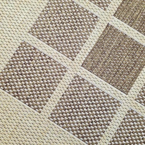 Viva Rugs Non-Slip Beige Brown Rug Geometric Border Design Flat Weave Kitchen Dining Room Living Room Area Mat