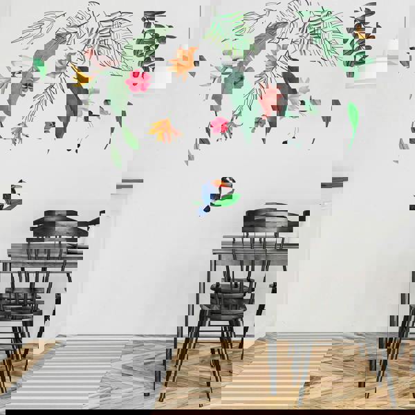 WS9073 - Contemporary Tropical Leaves and Flowers Wall Stickers