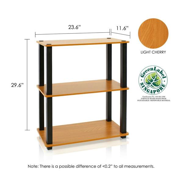 WALPLUS Sturdy Turn-N-Tube 3-Tier Compact Multipurpose Shelf Display Rack, Light Cherry for Living Room