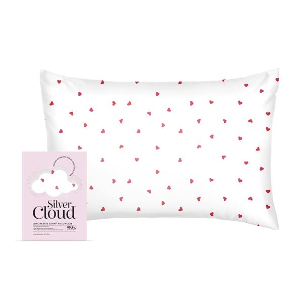 Silver Cloud Beauty Silver Cloud Satin Heart Pillowcase Love Heart Infused With Silver Ions