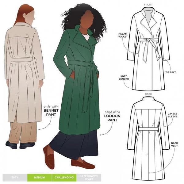 Style Arc Sewing Pattern Stella Coat - Coats for Women - Intermediate