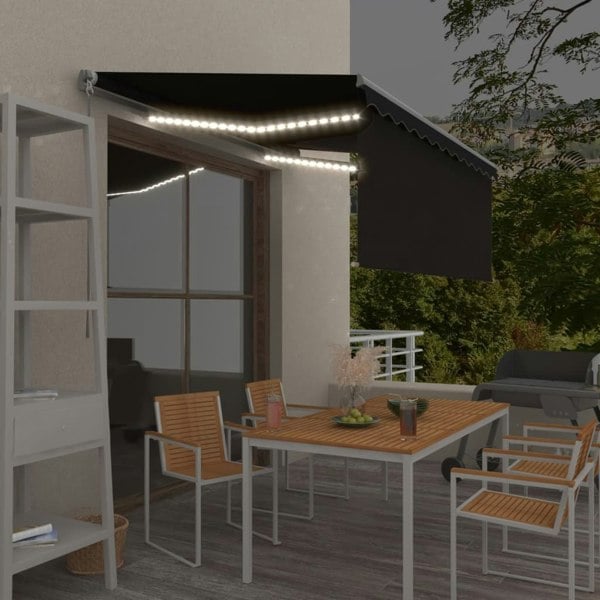 Berkfield Manual Retractable Awning with Blind&LED 3.5x2.5m Anthracite