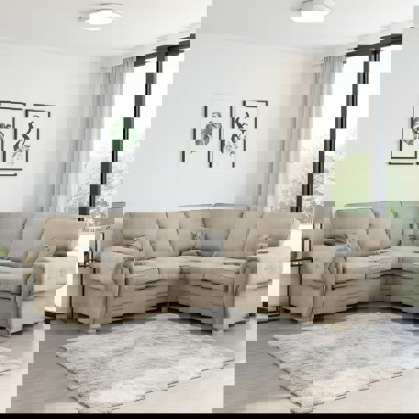 Furnishings For Less Milan Chesterfield Fabric 5 Seater Corner Sofa - Full Back